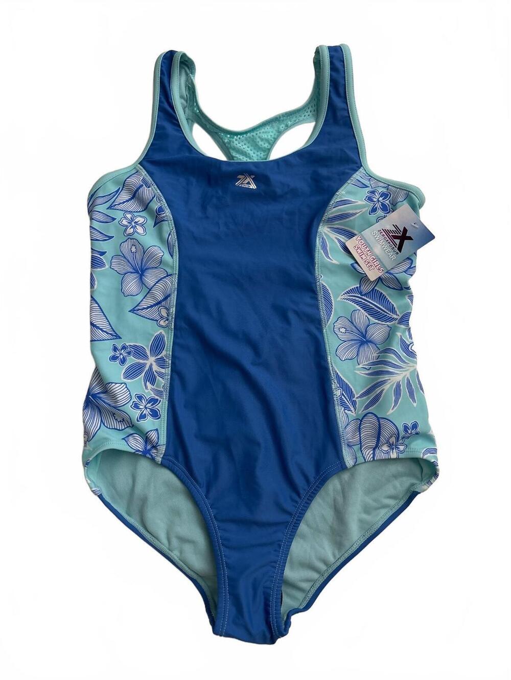 ZeroXPosur Girls' One Piece Swimsuit Size 16 Blue Floral
